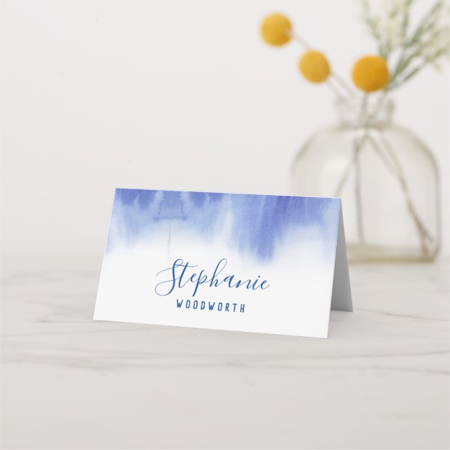 Placement Carte mariage bleu moderne, carte d'escorte de pla (Devant)