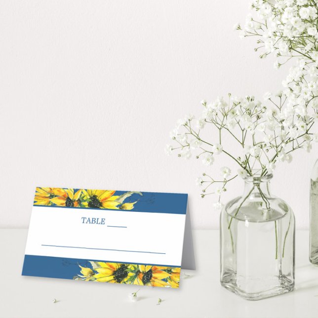 Placement Carte Mariage classique de tournesol bleu (Créateur téléchargé)
