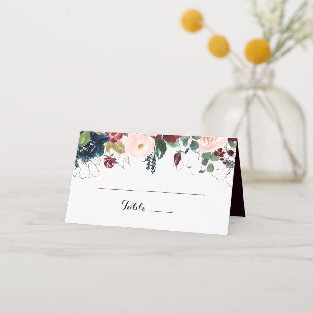 Placement Carte Mariage de automne à aquarelle illustrée (Devant)