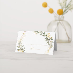 Placement Carte Mariage de automne Géométrique Gold Greenery