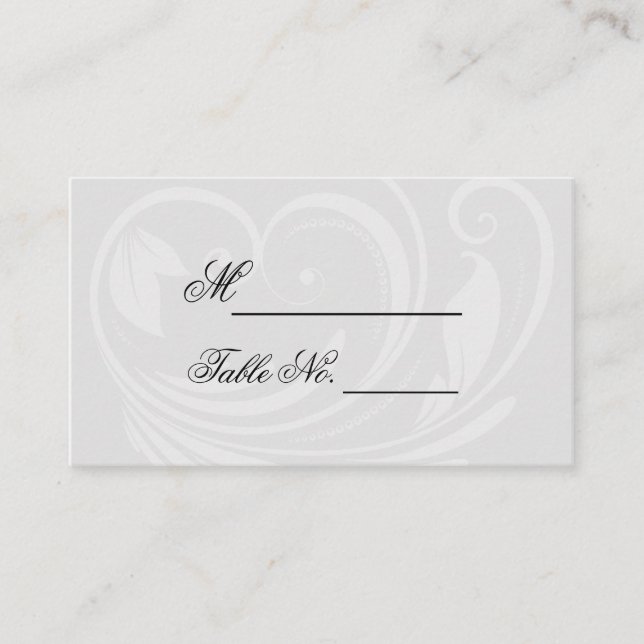 Placement Carte Mariage de coeur à rayures noir et blanc (Devant)