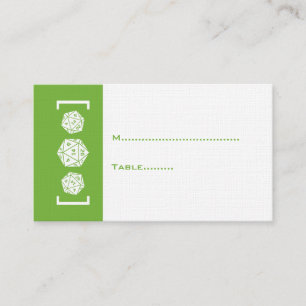 Placement Carte Mariage de jeu de dés Green D20