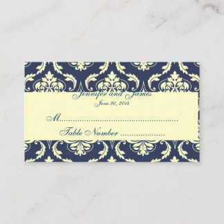 Placement Carte Mariage de la crème Damask Navy