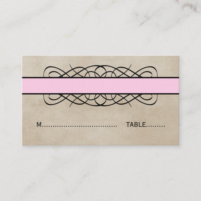 Placement Carte Mariage de la frontière rose (Devant)