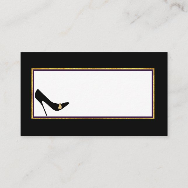 Placement Carte Mariage de la Stiletto Noir et Or (Devant)