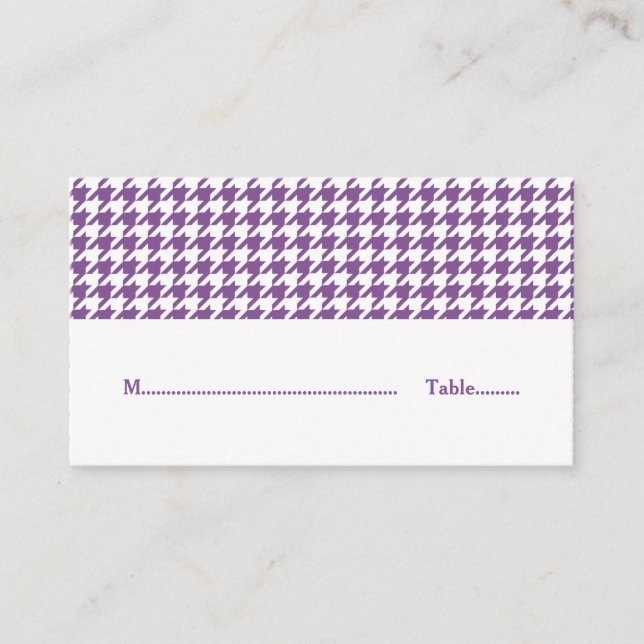 Placement Carte Mariage de place pourpre Houndstooth (Devant)