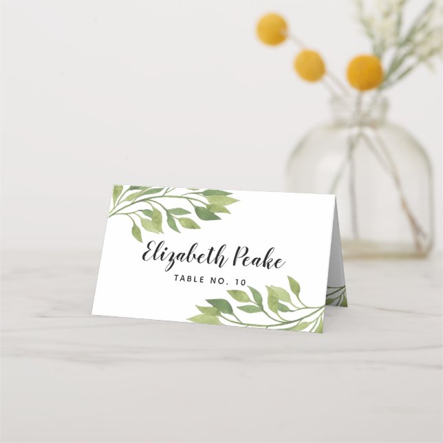 Placement Carte mariage de place verte feuille verte carte d (Devant)