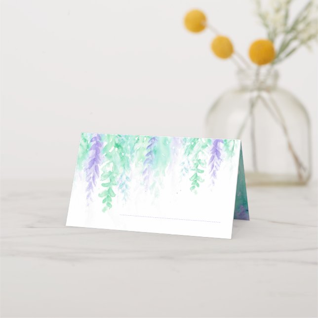 Placement Carte mariage en cascade de vigne violet (Devant)
