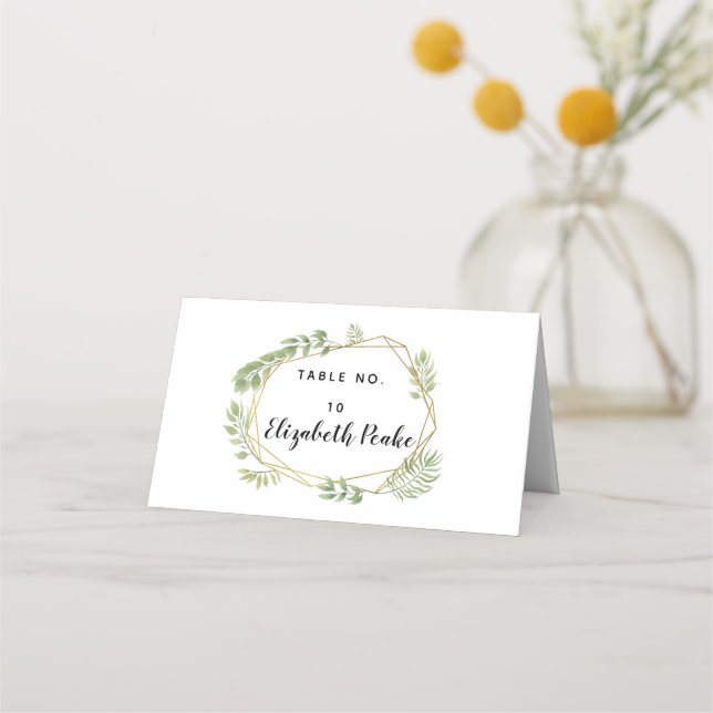 Placement Carte mariage place verdure carte de table en cris (Devant)