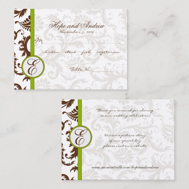 Placement Carte Place Brown et verte Sélection de carte (Devant / Derrière)