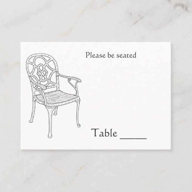 Placement Carte Place de la collection de chaises (Devant)