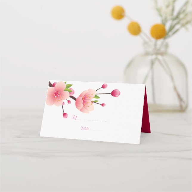 Placement Carte Place Fleur Rose de Cerisier (Devant)