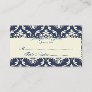 Placement Carte Place Mariage damassé de la Marine