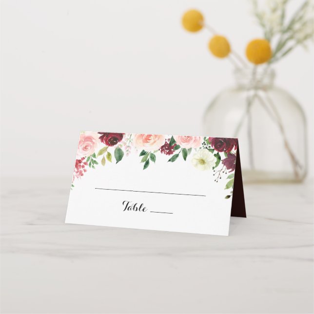 Placement Carte Place Mariage Floral de printemps de Bourgog (Devant)
