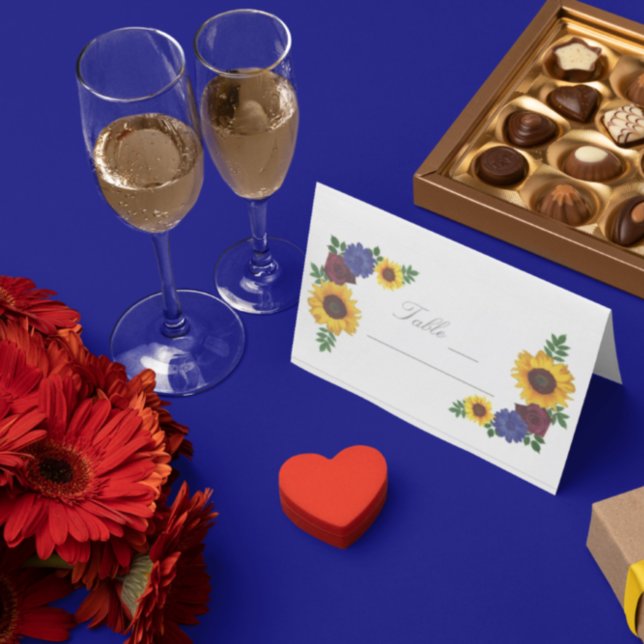 Placement Carte Place Rose de tournesol Floral Mariage (Créateur téléchargé)