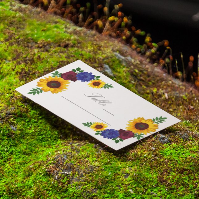 Placement Carte Place Rose de tournesol Floral Mariage (Créateur téléchargé)