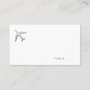 Placement Carte plate à thème de voyage en avion argenté