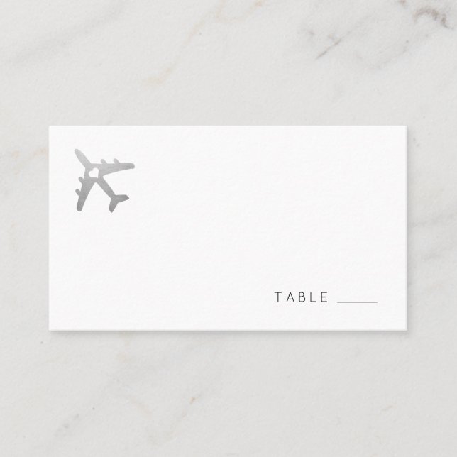 Placement Carte plate à thème de voyage en avion argenté (Devant)