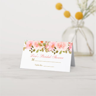 Placement Carte pliée de mariage rose poudré or pour la douc