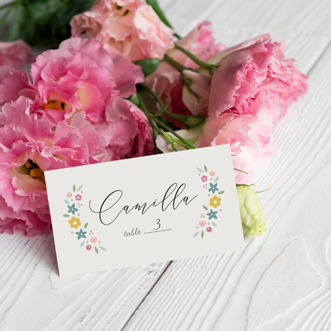 Placement Carte pliée de table pour Baby Shower Fleurie Douc (Créateur téléchargé)