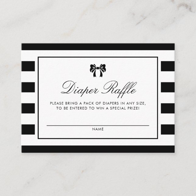 Placement Carte Raffle de couche de douche à rayures noir et (Devant)
