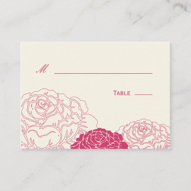 Placement Carte rose de mariage de jardin - rose (Devant)
