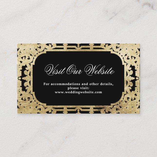Placement Carte vintage de visite Black & Gold (Devant)