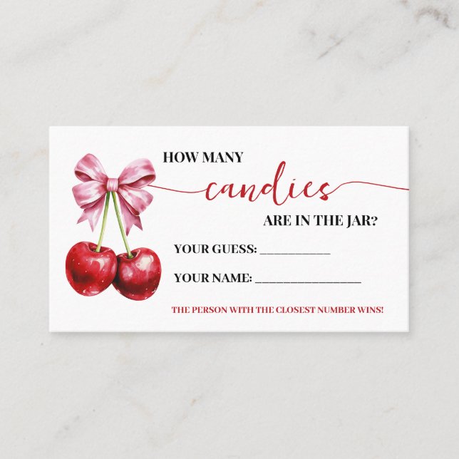 Placement Cherry Coquette Combien de bonbons Carte de jeu de (Devant)