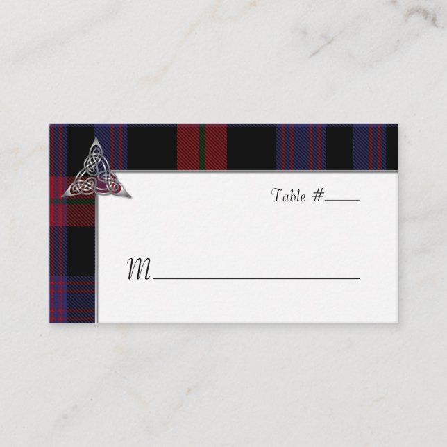 Placement Clan Brown Mariage Plaid Réception Carte de lieu (Devant)