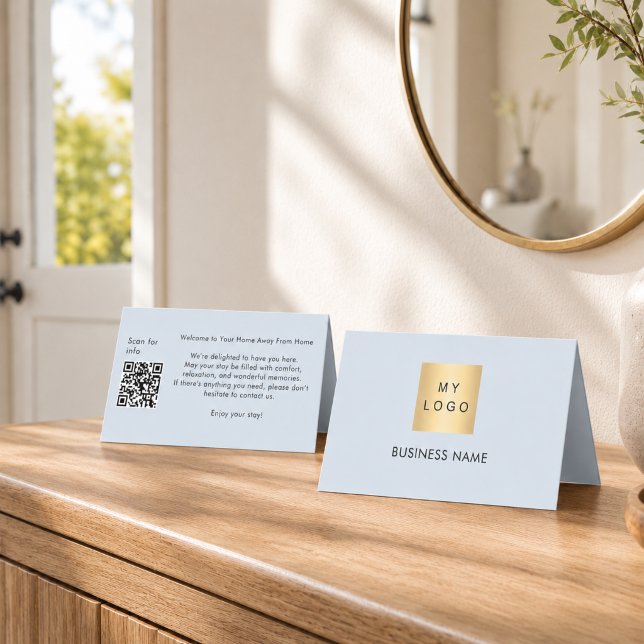 Placement Code QR de bienvenue pour invités carte bleue cham (Créateur téléchargé)
