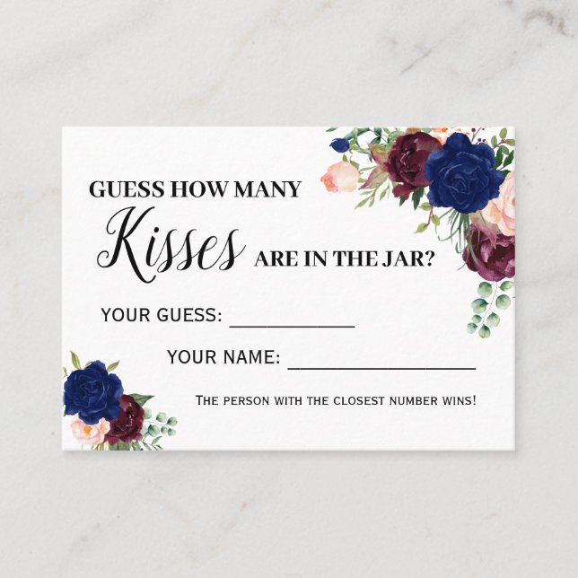 Placement Combien de baisers jeu anglais espagnol carte de d (Devant)