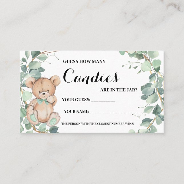 Placement Combien de bonbons Portent Vert Douche Carte de je (Devant)