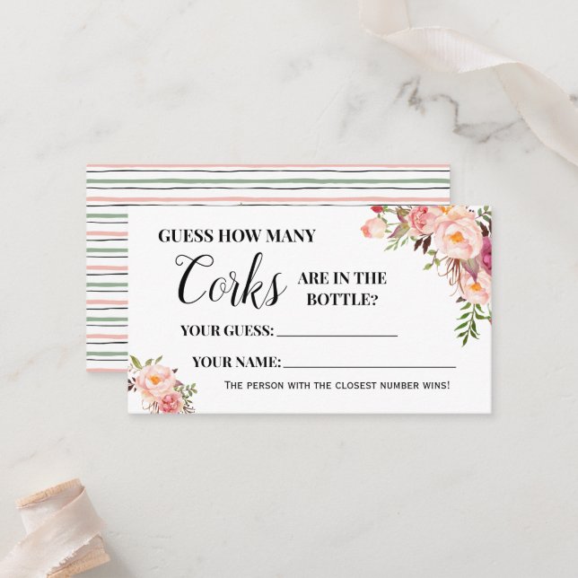 Placement Combien de Corks Fête des mariées Carte de jeu (Devant/Arrière en situation)