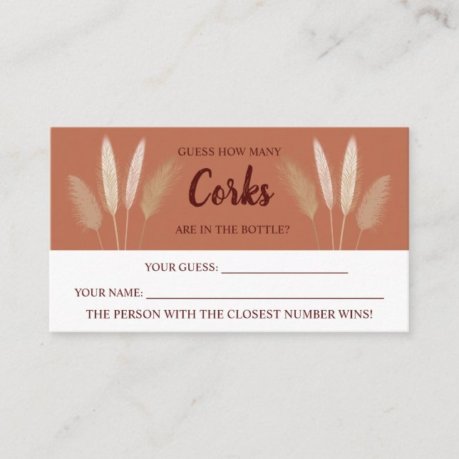 Placement Combien de Corks Pampas Fête des mariées Carte de  (Devant)