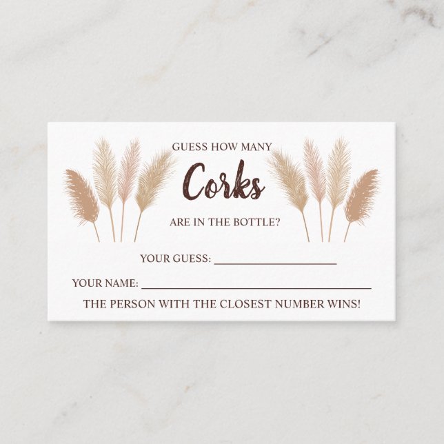Placement Combien de Corks Pampas Fête des mariées Carte de  (Devant)