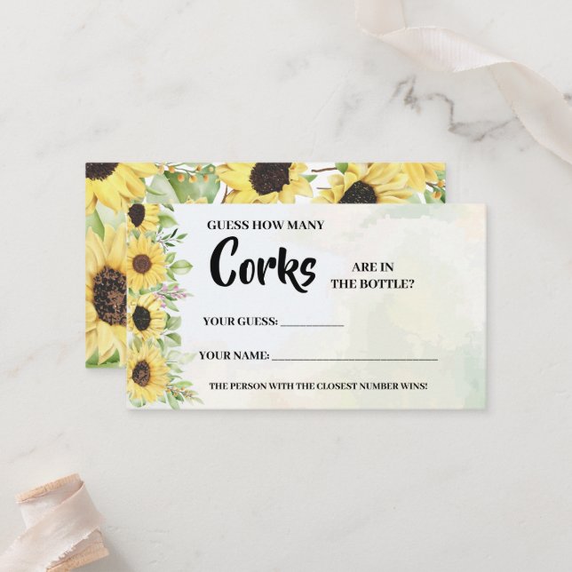 Placement Combien de Corks Sunflowers Fête des mariées Carte (Devant/Arrière en situation)