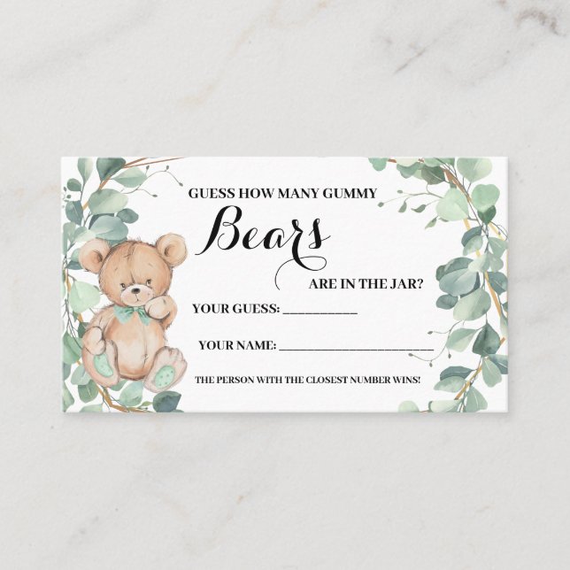 Placement Combien de Gummy Bear Greenery Baby shower Carte d (Devant)