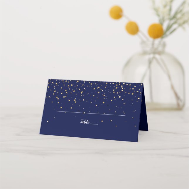 Placement Confetti d'or | Carte Mariage de la Marine (Devant)