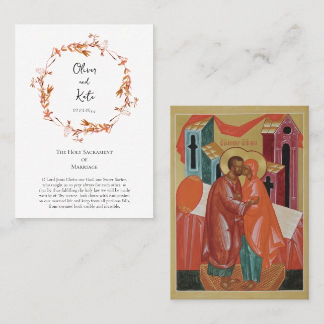 Placement Couronne de fleurs Boho Carte de prière de mariage (Devant / Derrière)