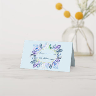 Placement Cristal bleu vert et violet Carte de prénom
