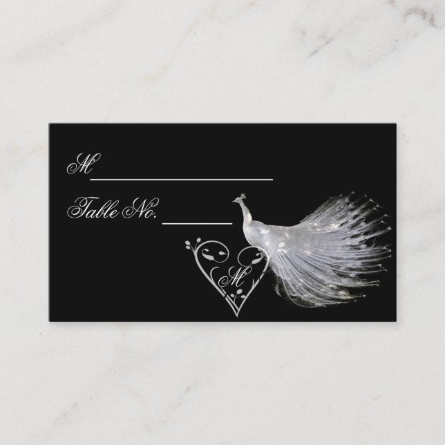 Placement Deux Peacocks blancs et carte de place pour le Mon (Devant)