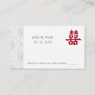 Placement Double Bonheur Mariage chinois Carte de table l