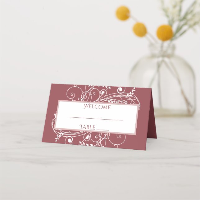 Placement Dusty Rose Floury Réception Carte de Place (Devant)