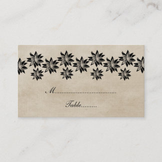Placement Ebony Floral Vintage Mariage Carte de lieu