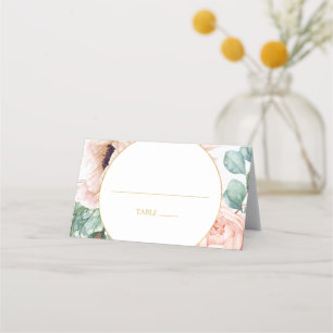 Placement Elégant Jardin Floral Blush   Carte de place pliée