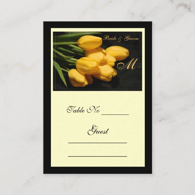 Placement Elégant Mariage de Tulipe Jaune Carte Place (Devant)