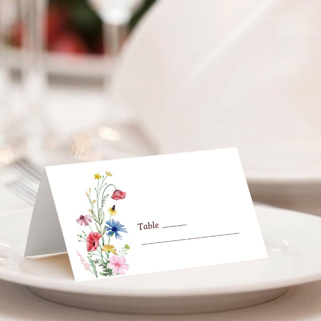 Placement Élégant Mariage Fleur sauvage plié carte de place (Créateur téléchargé)