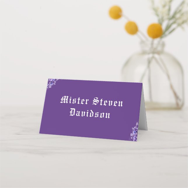 Placement Élégant Violets pliés Carte de lieu (Devant)