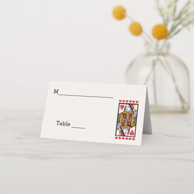 Placement Élégante carte de jeu Queen Coeurs rouges (Devant)