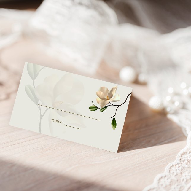 Placement Elégante carte de place pliée Magnolia blanche ori (Elegant Oriental White Magnolia Folded Place Card)